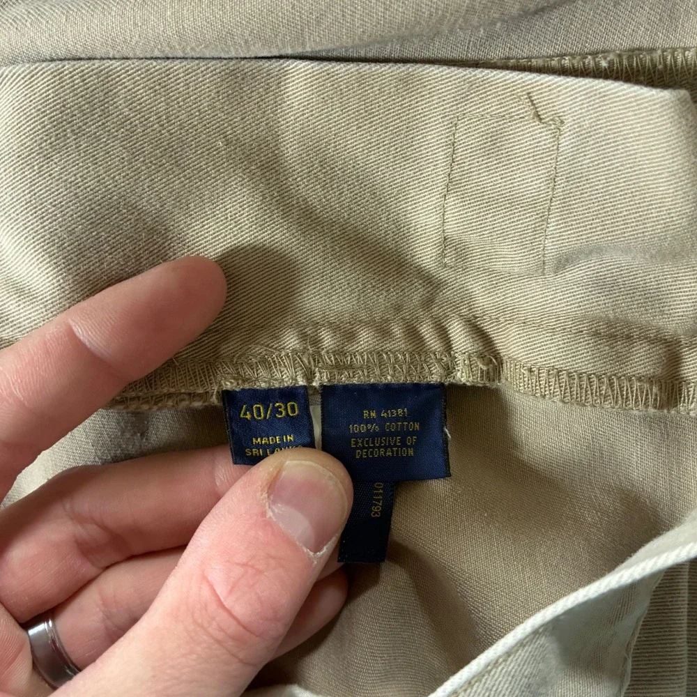 Polo Ralph Lauren 650 Straight Pants 40x28 Tan Khaki Cotton Twill 5 Pocket